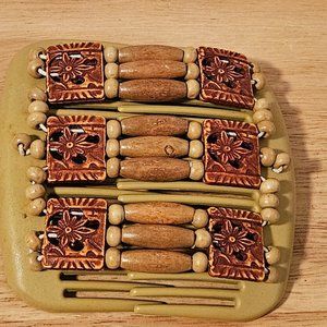 Sqaure Resin & Wooden Beaded Banana Clip Hair Accessory Made in South Africa